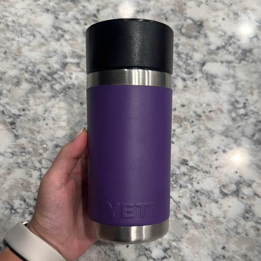 Yeti Purple and Silver Travel Mug